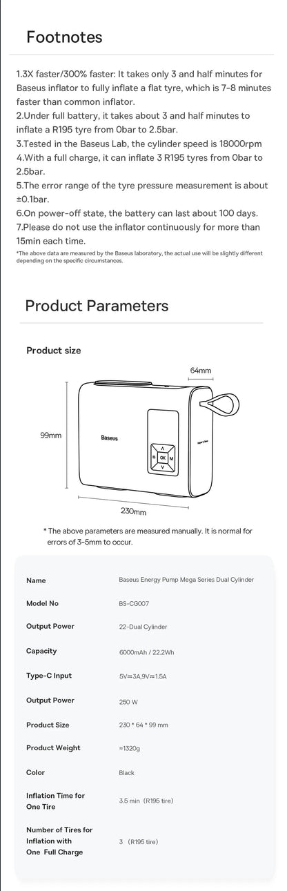 Baseus Mega EnergyPump Series Dual Cylinder